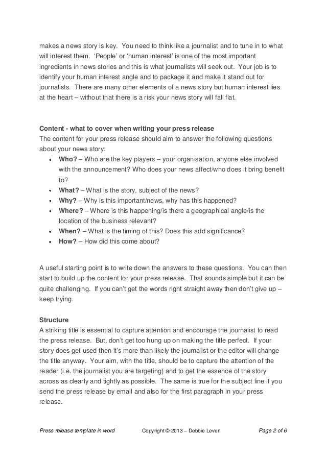 press release template word