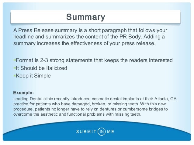 press release example format
