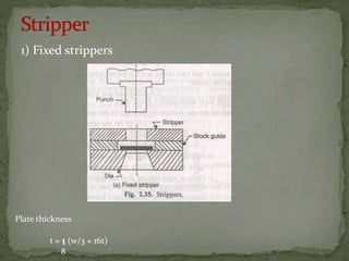 1) Fixed strippers
Plate thickness
t = 1 (w/3 + 16t)
8
 