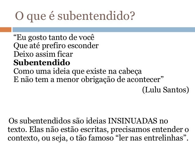 Resultado de imagem para o que são subentendido