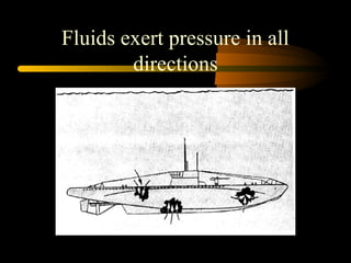Fluids exert pressure in all
directions
 