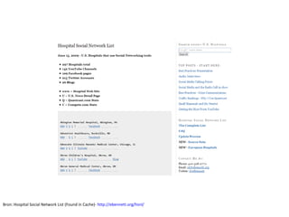 Bron: Hospital Social Network List (Found in Cache)- http://ebennett.org/hsnl/
 