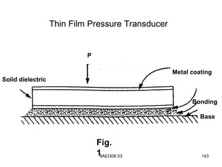 9AEI306.53 143
Thin Film Pressure Transducer
P
Solid dielectric
Bonding
Metal coating
Base
Fig.
1
 