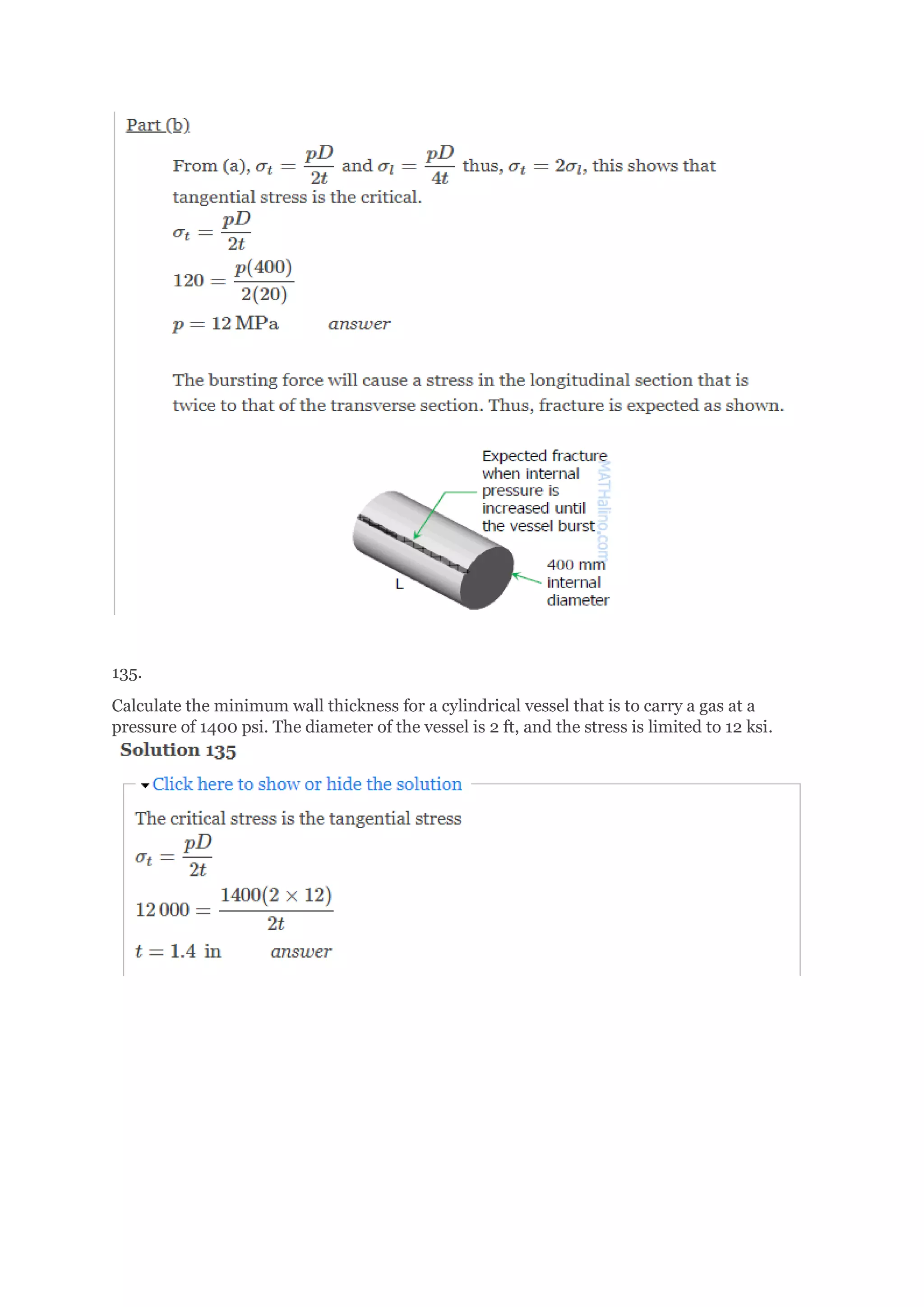 Pressure on vessel assignment | PDF