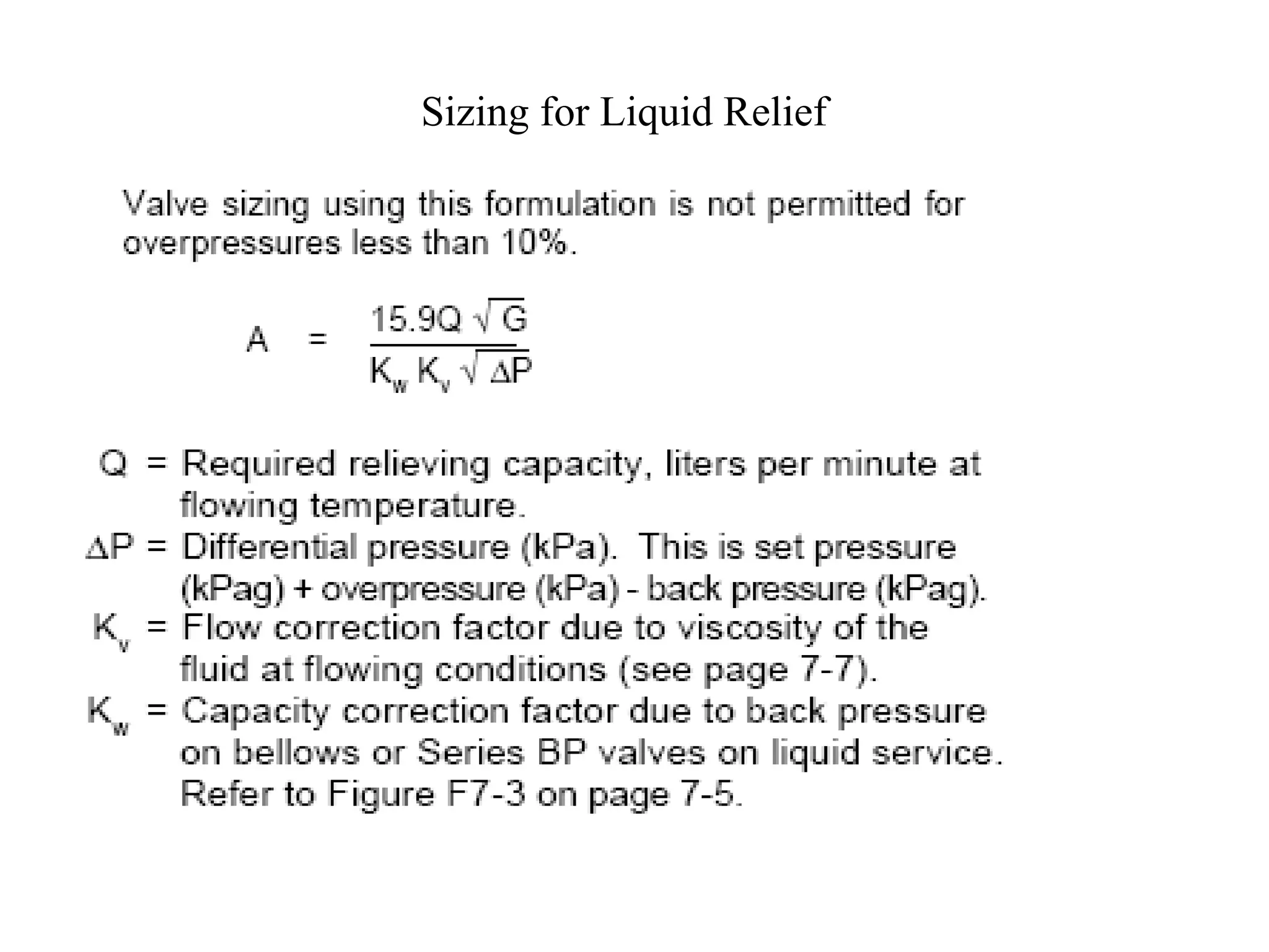 Sizing for Liquid Relief 