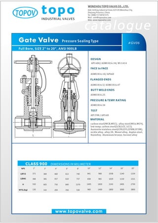Pressure sealed gate valve topo valve