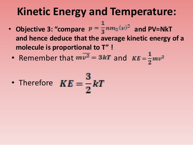 pressure temperature and rms related to kinetic model rms formula