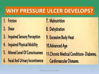 PRESSURE ULCER: Mrs Nilofar 4
WHY PRESSURE ULCER DEVELOPS?
 