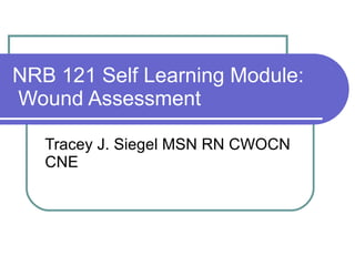 NRB 121 Self Learning Module:  Wound Assessment Tracey J. Siegel MSN RN CWOCN CNE 