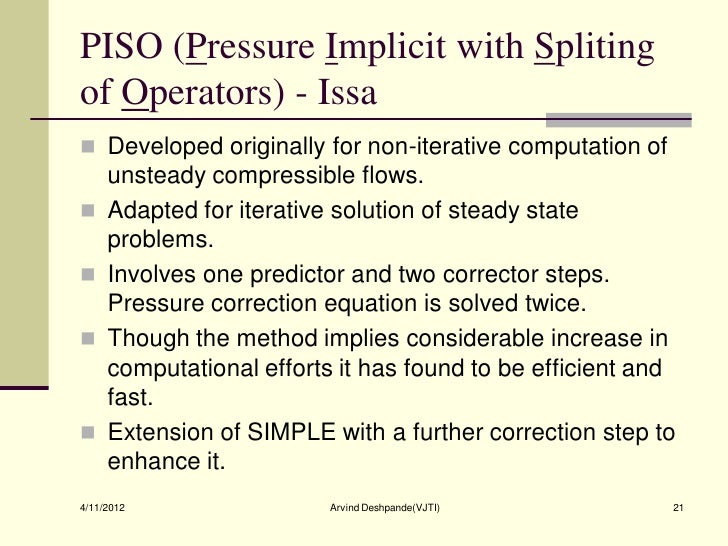 Pressure velocity coupling