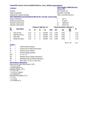 Plh Calculation Table Pressure Vessel Design | PDF