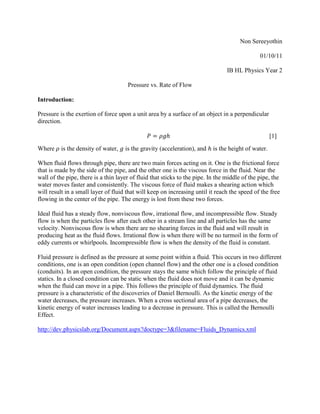 Pressure vs rate of flow | PDF