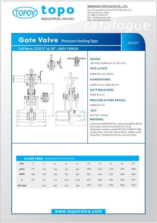 Pressur sealing gate valve 1500 lb topo valve catalogue