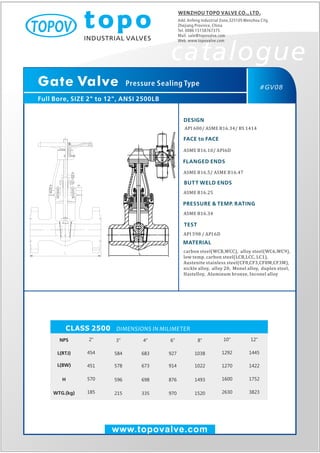 Pressur sealing gate valve 2500 lb topo valve catalogue