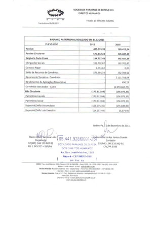 Prestação de contas 2010