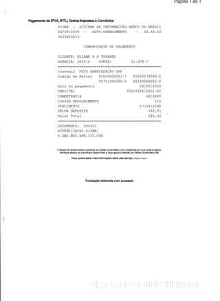 Prestação de Contas - Agosto 2009