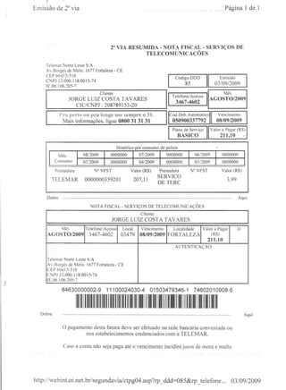 Prestação de Contas - Agosto 2009