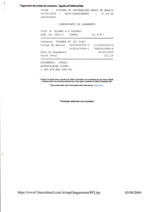 Prestação de Contas - Agosto 2009