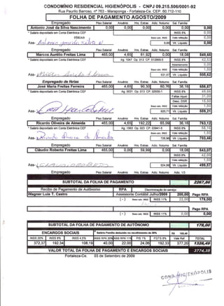 Prestação de Contas - Agosto 2009