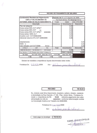 Prestação de Contas - Agosto 2009