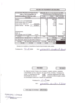 Prestação de Contas - Agosto 2009