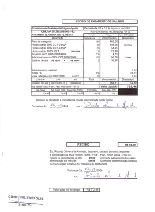 Prestação de Contas - Agosto 2009