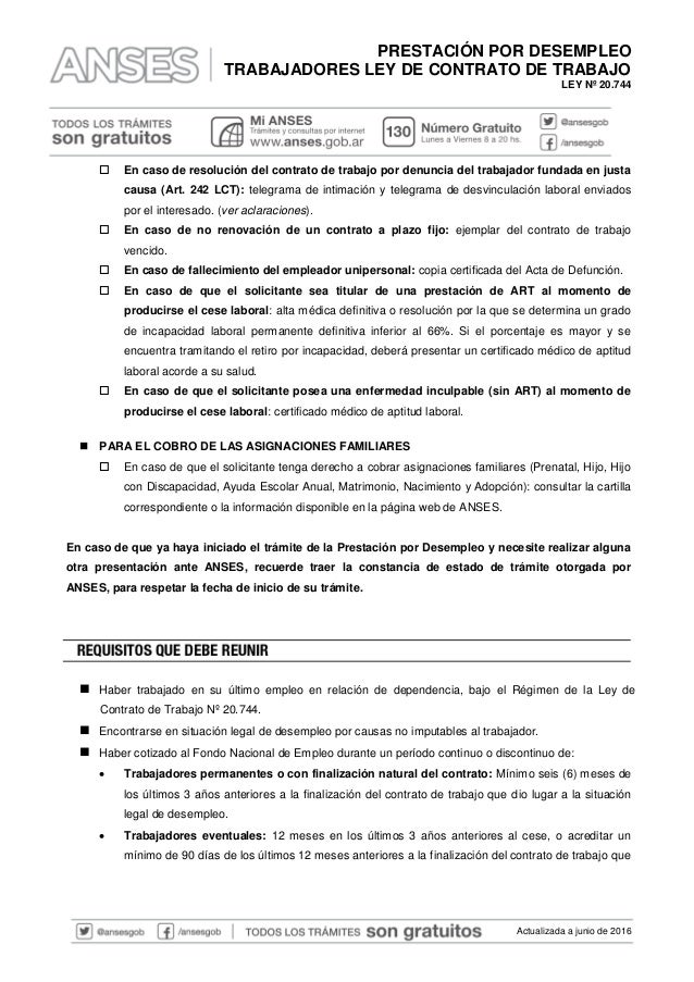 Prestación por desempleo trabajadores ley de contrato de 