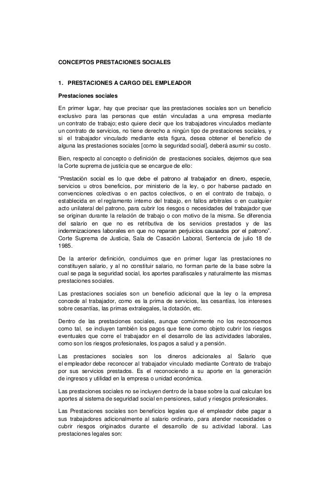 Conceptos Prestaciones Sociales 1 Prestaciones A Cargo | prestaciones con ejemplos Conceptos Prestaciones Sociales 1 Prestaciones A Cargo | prestaciones con ejemplos