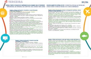 11 PRESTAR CONTAS10 PRESTAR CONTAS
2012/2016
ganhar o Futuro da terceira é incentivar a nossa economia
a criar mais emprego, é…
l Continuar a apoiar a recuperação do tecido empresarial da ilha – cumprido.
l Incentivar a compra local de produtos e serviços – cumprido.
l Apoiar a fusão e concentração empresarial – em curso.
l Criar oportunidades de produção aos pequenos e médios produtores, em áreas que contribuam para o
crescimento da riqueza gerada na ilha, para o aumento das exportações e para a diminuição das
importações – cumprido.
l Intensificar o apoio às empresas exportadoras e inovadoras – cumprido.
l Apoiar a requalificação dos desempregados de acordo com as necessidades do mercado de trabalho –
cumprido.
l Criar condições de atração de talentos e recursos qualificados – cumprido.
l Concluir o Parque de Exposições da Ilha Terceira – em curso. obra adjudicada brevemente.
l Dinamizar a instalação de unidades industriais inovadoras na zona envolvente ao porto da Praia da
Vitória – Foram criados os instrumentos de apoio às unidades industriais inovadoras.
l Introduzir redes de nova geração em toda a ilha, levando a fibra ótica à porta de todas as empresas e
famílias – não executado. nas zonas concorrenciais, como é o caso da ilha terceira, não é
possível impor aos operadores a expansão das redes de nova Geração.
l Promover a criação de parques empresariais na periferia urbana – Foram criados os apoios para a
instalação dos parques empresariais.
l Requalificar a zona envolvente ao Porto da Praia da Vitória – não executado. a incluir no plano de
desenvolvimento das novas valências do Porto da Praia da Vitória.
l Construir o Terminal de Cruzeiros em Angra do Heroísmo, requalificando a Baía de Angra e toda a sua
envolvente, após reavaliação do projeto com as forças vivas da ilha – o Governo dos açores tomou a
decisão de requalificar a zona do porto de Pipas, um investimento que irá reforçar as
condições para que aquela infraestrutura seja um fator de desenvolvimento e de progresso
da cidade e do concelho de angra do Heroísmo. Projeto em fase final de elaboração para
lançamento do concurso público da obra nesta legislatura.
ganhar o Futuro da terceira é tornar os transportes marítimos, aéreos
e terrestres mais eficientes, é…
l Potenciar o desenvolvimento de novas valências do Porto da Praia da Vitória valorizando a sua
posição estratégica – em curso, através da inclusão pelo Governo da república da
candidatura ao “Plano Juncker” para o desenvolvimento do Porto da Praia da Vitória,
potenciando o seu papel no transporte de carga entre os continentes europeu e norte-
americano no âmbito do projeto europeu das "autoestradas do Mar”.
l Aumentar a frequência e baixar os custos dos transportes de mercadorias, através de uma gestão
integrada de transporte – cumprido. Foram reduzidas as taxas portuárias e aeroportuárias na
ilha terceira.
l Reforçar o transporte marítimo de passageiros entre a Terceira, São Jorge, Graciosa, Pico e Faial –
cumprido com a entrada em funcionamento dos dois novos navios ao serviço da
transmaçor. Para além disso, com as novas obrigações de serviço Público introduziu-se a
obrigação de, pelo menos, 2 ligações de ida e volta, do triângulo a angra do Heroísmo,
entre 15 de junho e 15 de setembro.
l Garantir a redução das tarifas aéreas entre as 9 ilhas dos Açores e dos Açores com o exterior –
cumprido.
l Garantir ligação direta regular entre a Terceira e o Porto – cumprido.
l Reorganizar os horários dos voos, maximizando as ligações diárias interilhas e reduzindo a
necessidade de pernoita em ligações com exterior da Região – cumprido.
l Criar um sistema de promoção integrado para o Aeroporto das Lajes, promovendo o aumento de
fluxos turísticos – cumprido.
l Continuar a reabilitação da rede de estradas da ilha, melhorando a sua sinalização horizontal
e vertical, e o seu embelezamento – cumprido.
ganhar o Futuro da terceira é criar mais valor no sector das Pescas, é…
l Melhorar a rede de frio dos portos de pesca da ilha – cumprido. Foram instaladas 2 novas
máquinas de gelo: uma em são Mateus e outra na Praia da Vitória. em curso está a
preparação do procedimento para ampliar a capacidade de armazenamento de pescado
na lota de são Mateus.
l Renovar e modernizar a frota de pesca e apoiar a melhoria do rendimento dos pescadores através de
novas formas de comercialização – em curso, através das medidas que constam do documento
“Melhor pesca, mais rendimento”. Foram levadas a cabo diversas ações de sensibilização
para a reorientação do esforço de pesca e valorização do pescado. Já foi negociada
alteração ao horário da lota de s. Mateus com a Lotaçor, para facilitar o escoamento de
pescado, que entrará em vigor após aumento da capacidade de frio que está a ser
preparada pela Lotaçor. Deu-se continuidade ao apoio à modernização e aquisição de
equipamentos.
l Reforçar o investimento na formação profissional dos pescadores – cumprido.
l Requalificar os portos e as infraestruturas de apoio às pescas – cumprido. Foram concluídas as
obras no Porto Judeu; instalada nova grua de 5 toneladas no porto da Praia da Vitória.
Brevemente serão realizadas obras no porto dos Biscoitos e iniciar-se-ão obras nas oficinas
da Praia Vitória.
ganhar o Futuro da terceira é torná-la uma ilha
tecnológica e inovadora, é…
l Promover a ligação entre a investigação e as empresas – cumprido.
Melhorar o apoio à inovação, em especial no que respeita à divulgação e transferência
de tecnologias – cumprido.
l Fomentar a inovação nos produtos, processos e serviços, para tornar as empresas mais
competitivas – cumprido.
l Promover a instalação do Parque Tecnológico da Ilha Terceira – em curso. obra
adjudicado a 5 de maio deste ano. Prevê-se que o seu início aconteça
brevemente.
l Contribuir para a promoção, junto dos cidadãos, do Campus do Pico da Urze como
centro de excelência na investigação em diversas áreas – em curso de acordo com a
legislação em vigor de apoio à investigação.
CONfIRA O PONTO DE SITuAçãO DOS COMPROMISSOS quE ASSuMIMOS COM OS TERCEIRENSES NO NOSSO MANIfESTO ElEITORAl DE 2012.
 