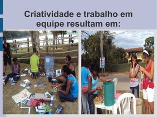 Criatividade e trabalho em
   equipe resultam em:
 