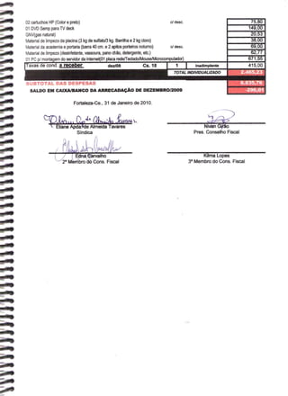 Prestação de Contas - Dezembro 2009
