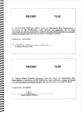 Prestação de Contas - Dezembro 2009