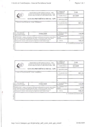 Prestação de Contas - Maio 2009