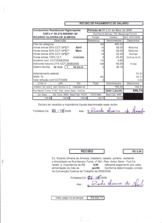 Prestação de Contas - Maio 2009