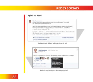 REDES SOCIAIS
Ações na Rede

Raul estimula debate sobre projeto de Lei.

Realiza enquetes para discutir propostas

32

 