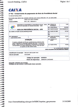 Prestação de Contas - Setembro 2009