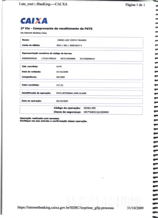 Prestação de Contas - Setembro 2009