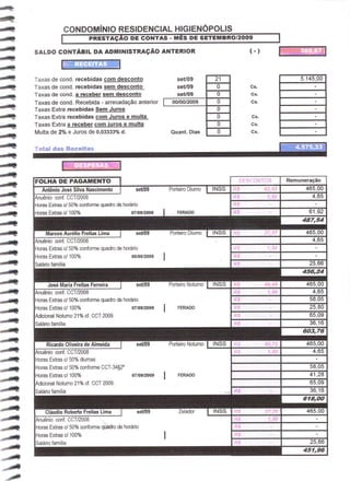 Prestação de Contas - Setembro 2009
