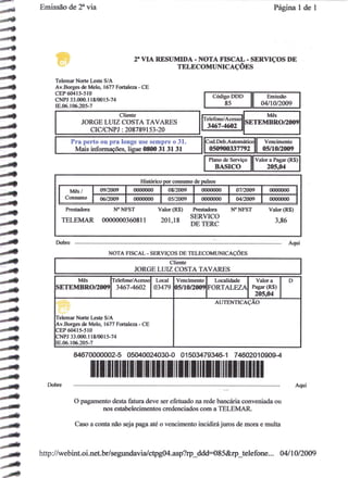 Prestação de Contas - Setembro 2009