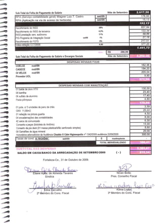 Prestação de Contas - Setembro 2009