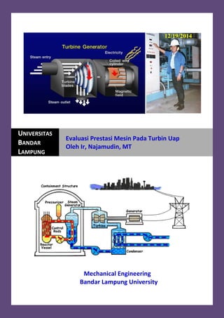 12/19/2014
Mechanical Engineering
Bandar Lampung University
UNIVERSITAS
BANDAR
LAMPUNG
Evaluasi Prestasi Mesin Pada Turbin Uap
Oleh Ir, Najamudin, MT
 