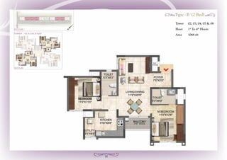 18
Tower	 02, 03, 04, 07 & 08
Floor	1st
To 4th
Floors
Area	 1068 sft
Type - B (2 Bed)
 