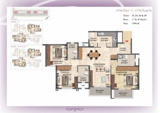 20
Tower	 01, 05, 06 & 09
Floor	1st
To 4th
Floors
Area	 1594 sft
Type - C (3 Bed)
 