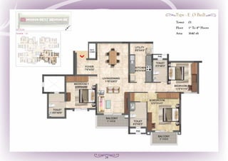 24
Tower	01
Floor	1st
To 4th
Floors
Area	 1640 sft
Type - E (3 Bed)
 