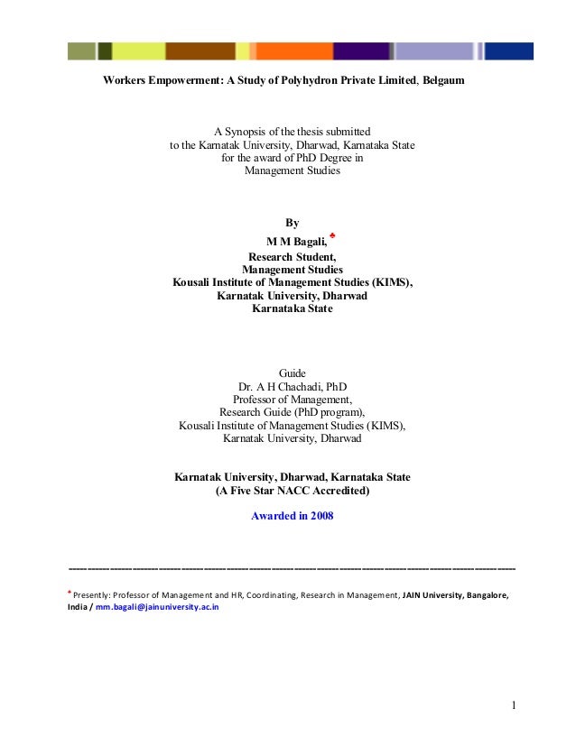 Synopsis for phd thesis