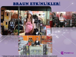 BRAUN ETK NL KLERİ İ İ
* Yaklaşık 5.5 senedir, büyük illerde yapılan tüm Braun aktiviteleri tarafımızdan yapılmaktadır
 