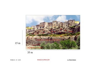 SSE

                      NNW                                                 S              M
                                                        F141
                                                               F142
                                                                                             M
                                                                           M     M                 Arenarie
                                                                      S              S
                                  F138           F140          M          F143
                                          F139



                         F132a
                                                                                     Limi
                                 F135
                                         F136
                      F132
                                            Conglomerati da mediamente a ben cementati

        15 m
                      Conglomerati poco cementati



                      35 m

ROMA 31 - 01 - 2013                              NHAZCA OPEN DAY                                 A. PRESTININZI
 