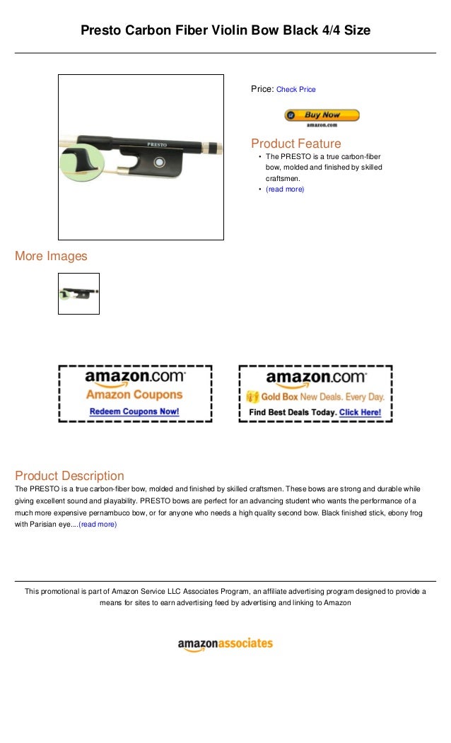 Presto carbon fiber violin bow black 44 size