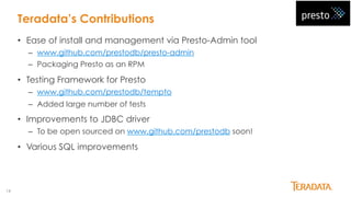 Boston Hadoop Meetup: Presto for the Enterprise | PDF