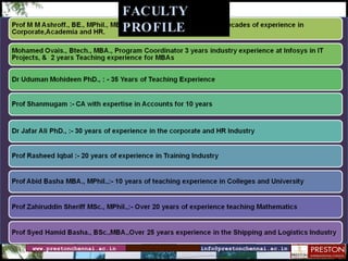 www.prestonchennai.ac.in [email_address] FACULTY PROFILE 